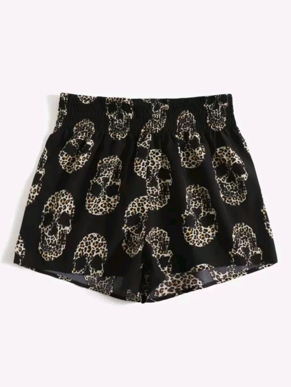 SHEIN Black High-Waist Leopard Skull Print Shorts Sz sm